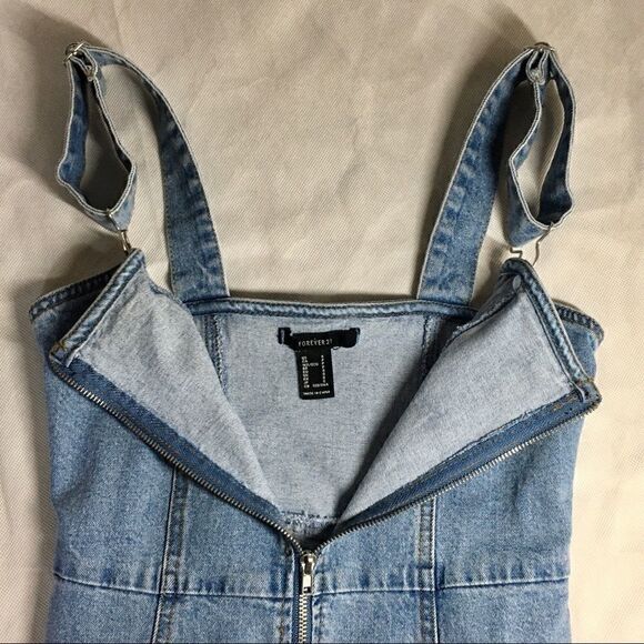 Forever 21 jean zipper dress overalls size Small - Picture 3 of 4